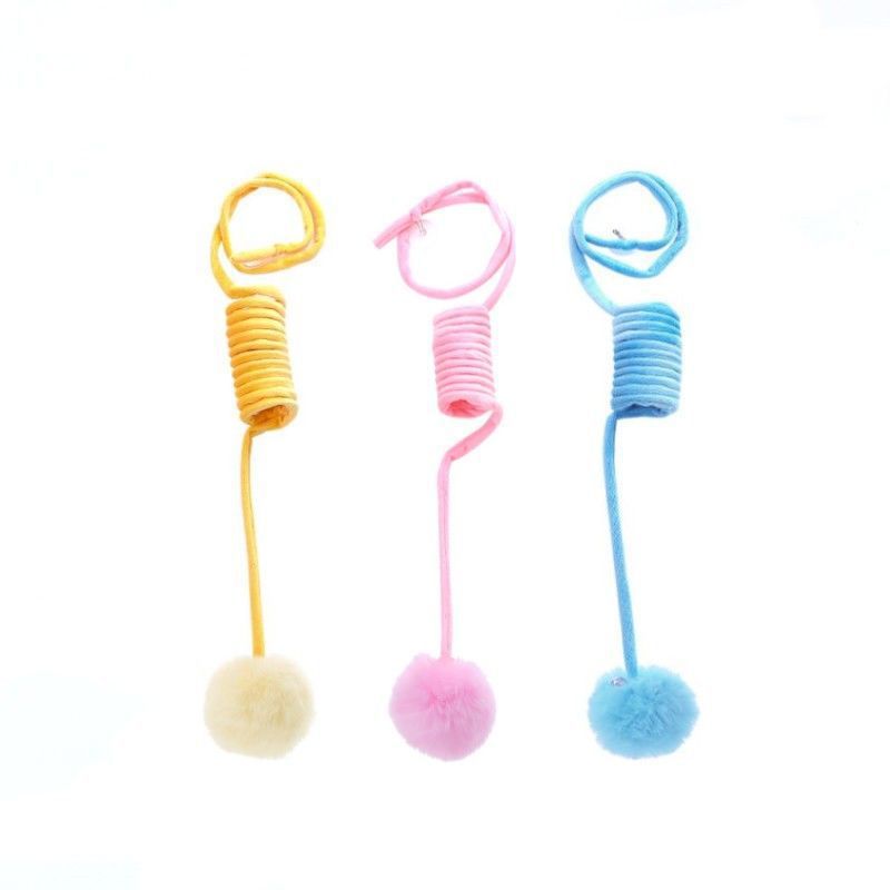 Cat Toy Suction Cup Spring Rabbit Fur Ball Retractable Elastic Rope