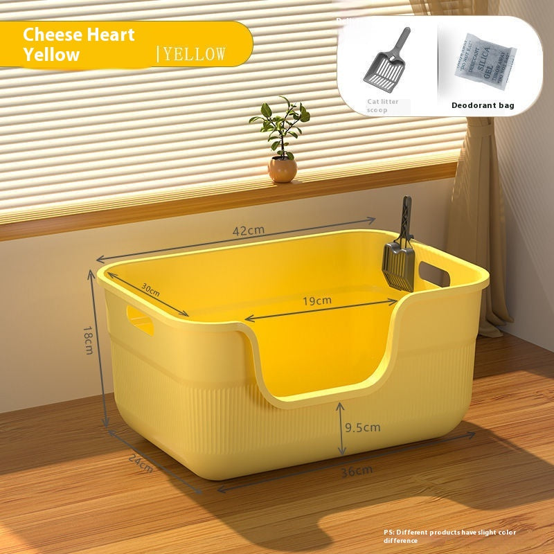 Oversized Splash-proof Cat Litter Box Open Semi-closed Toilet