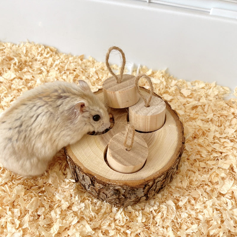 Wooden Pet Foraging Snack Box Rabbit Guinea Pig Molar Educational