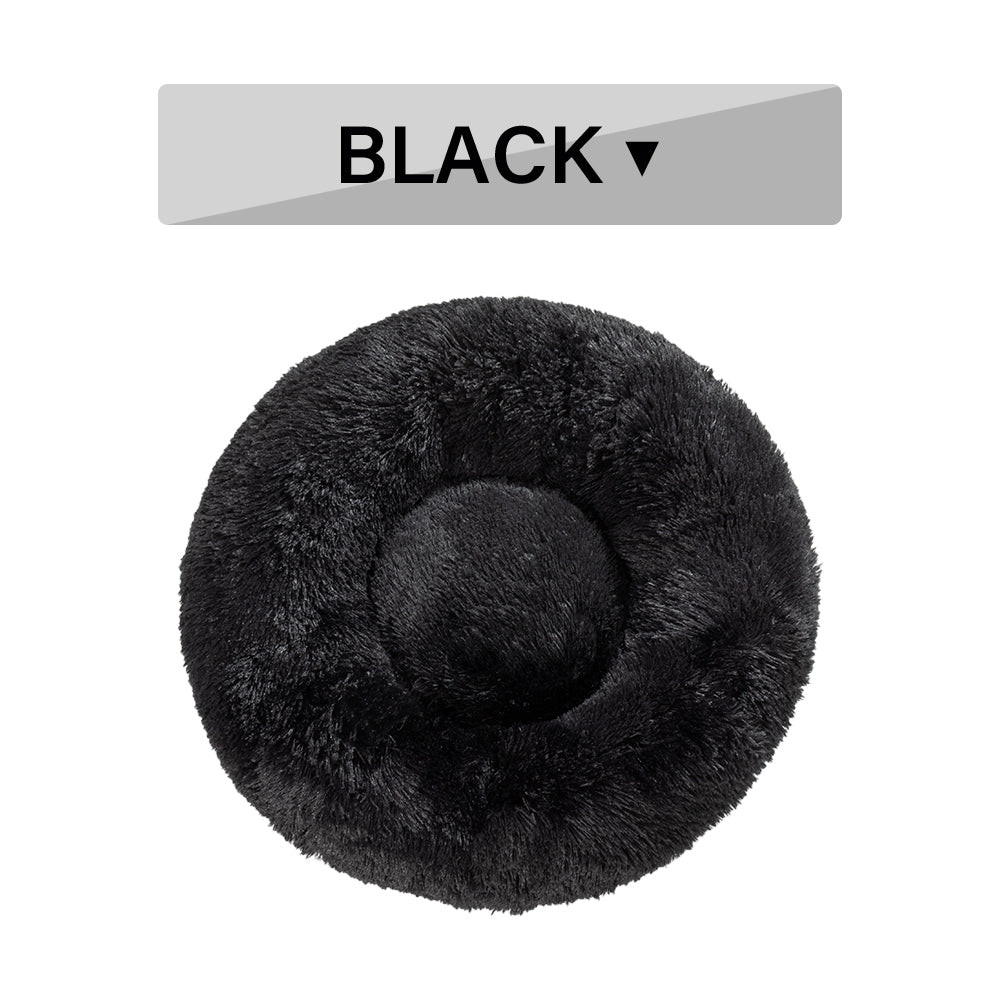 Fluffy Donut Dog Bed Warm Soft Long Plush Pet Cushion House Cat