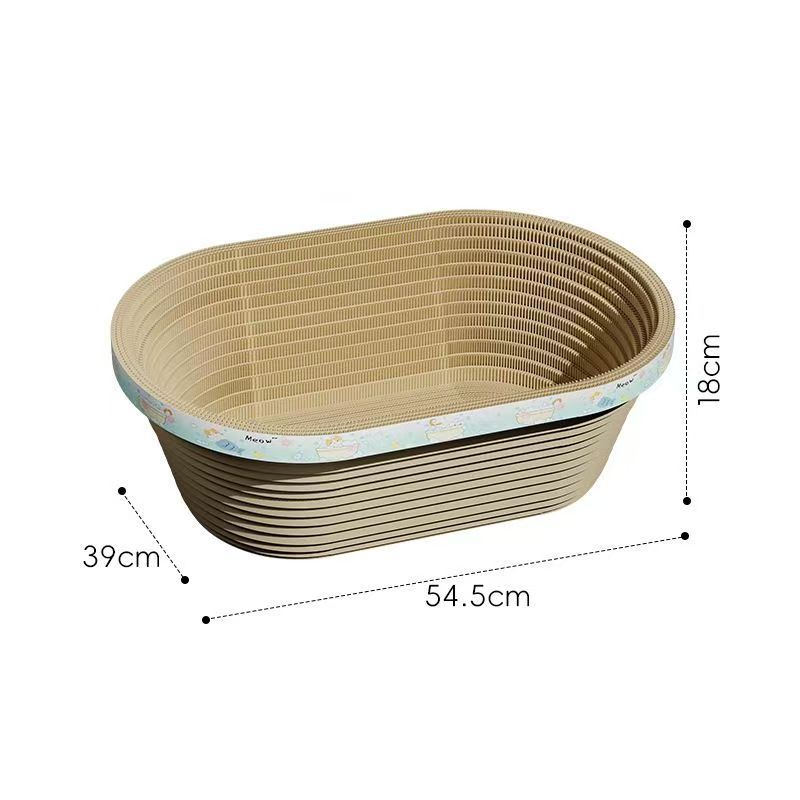 Oval-shaped Cat Scratching Post With A Deep Corrugated Paper Basin