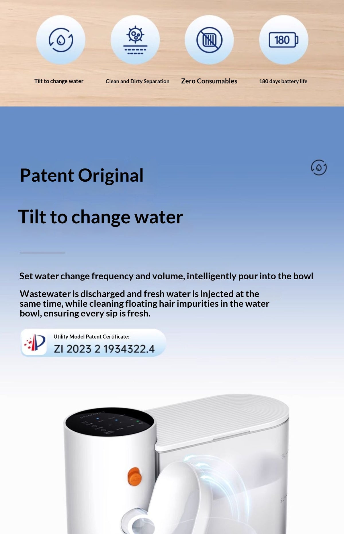 Pet With Gravity-driven Tilting Cat Water Fountain