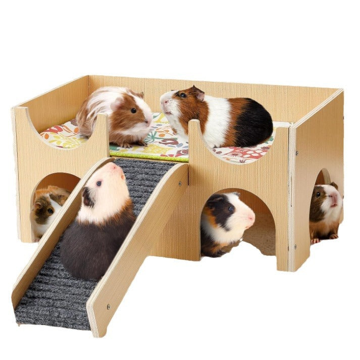 Wooden Guinea Pig House Hamster Hideout Toy