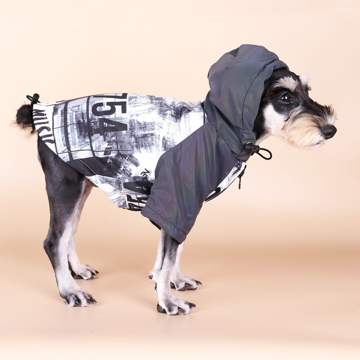 Dog Poker Jacket Reflective Raincoat Pet Cotton Clothes Warm
