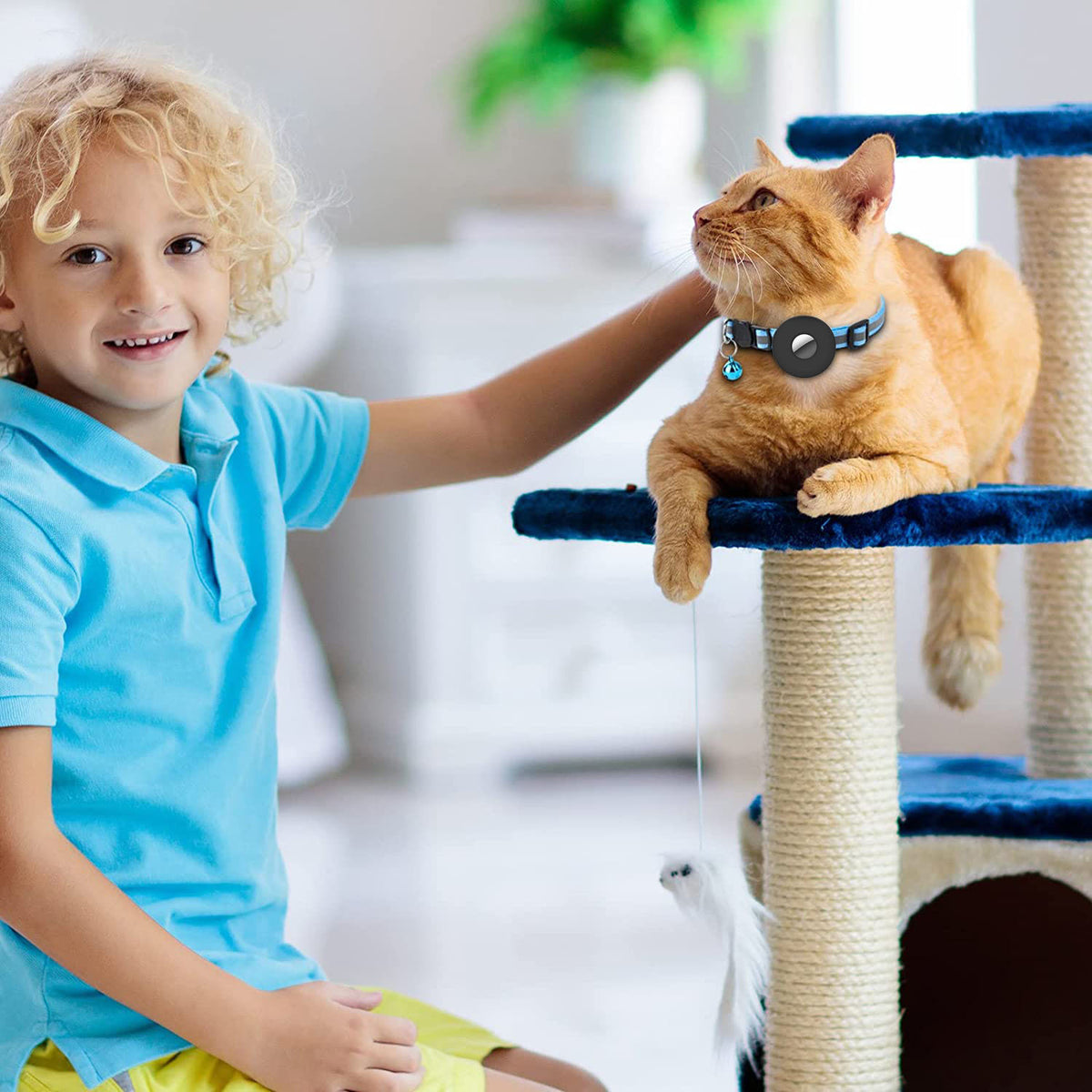 Airtag Pet Collar With Bell Reflective Adjustable Anti-lost Cat Dog