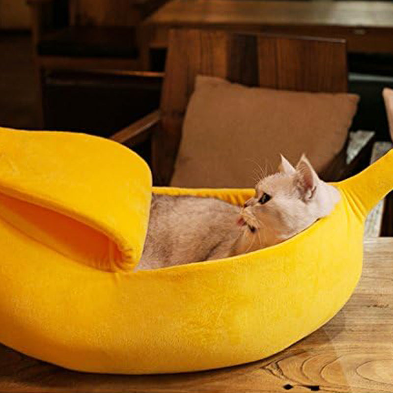 Soft Warm Banana Cat Bed House Large Christmas Cuddle Cute Pet