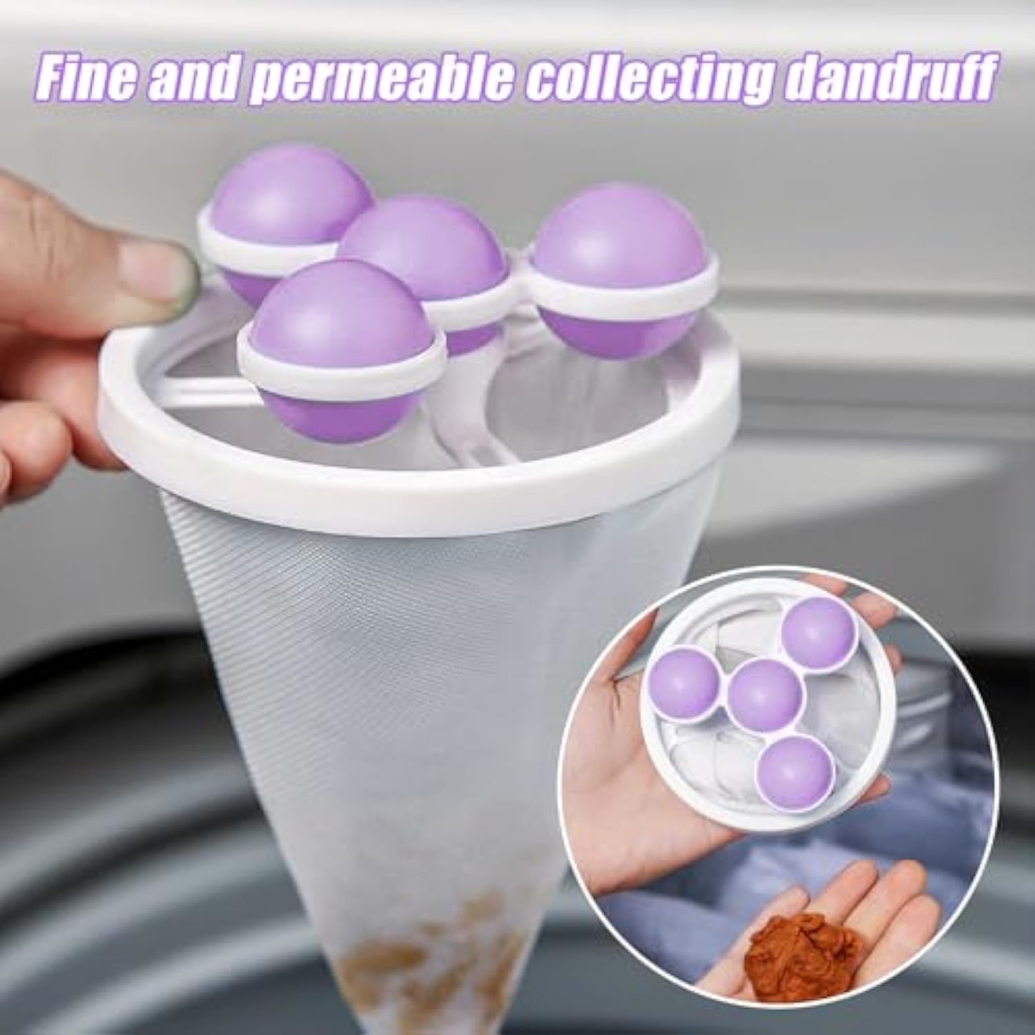 3pcs Floating Hair Filtering Mesh Removal Pet Lint Removers