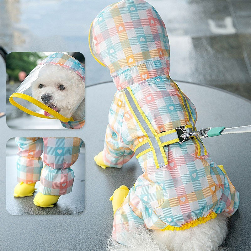 Chest And Back Integrated Pet Dog Four-leg Raincoat