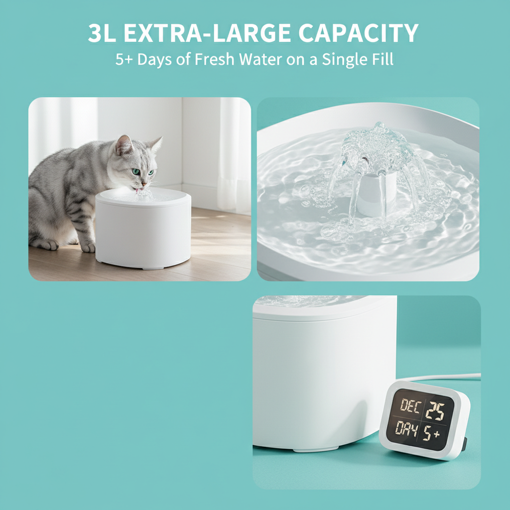 Ultra Quiet Anti-dry Burn Pet Water Fountain 3l Circulating