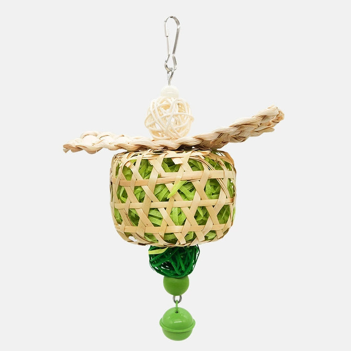 Bamboo and Corn Husk Chew Pendant for Parrots