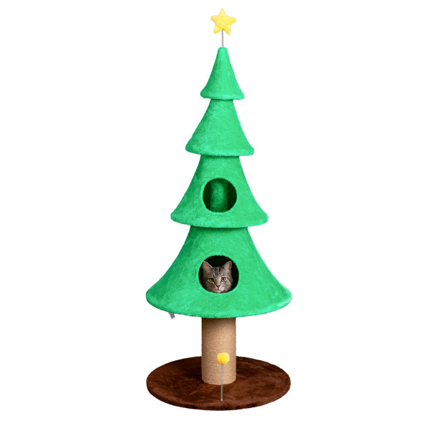 59in Large Tall Christmas Tree Cat Tower With 2 Condos Scratching