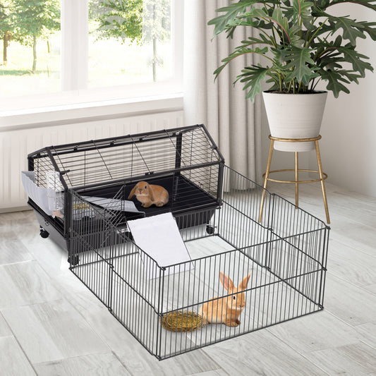 Rolling Metal Rabbit Guinea Pig Or Small Animal Hutch Cage With
