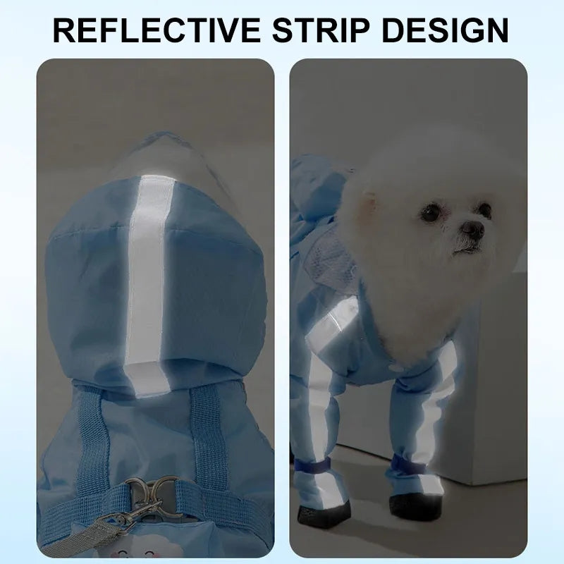 Pet Puppy Dog Raincoat Rain Jacket Coverage 4 Legs Full Body