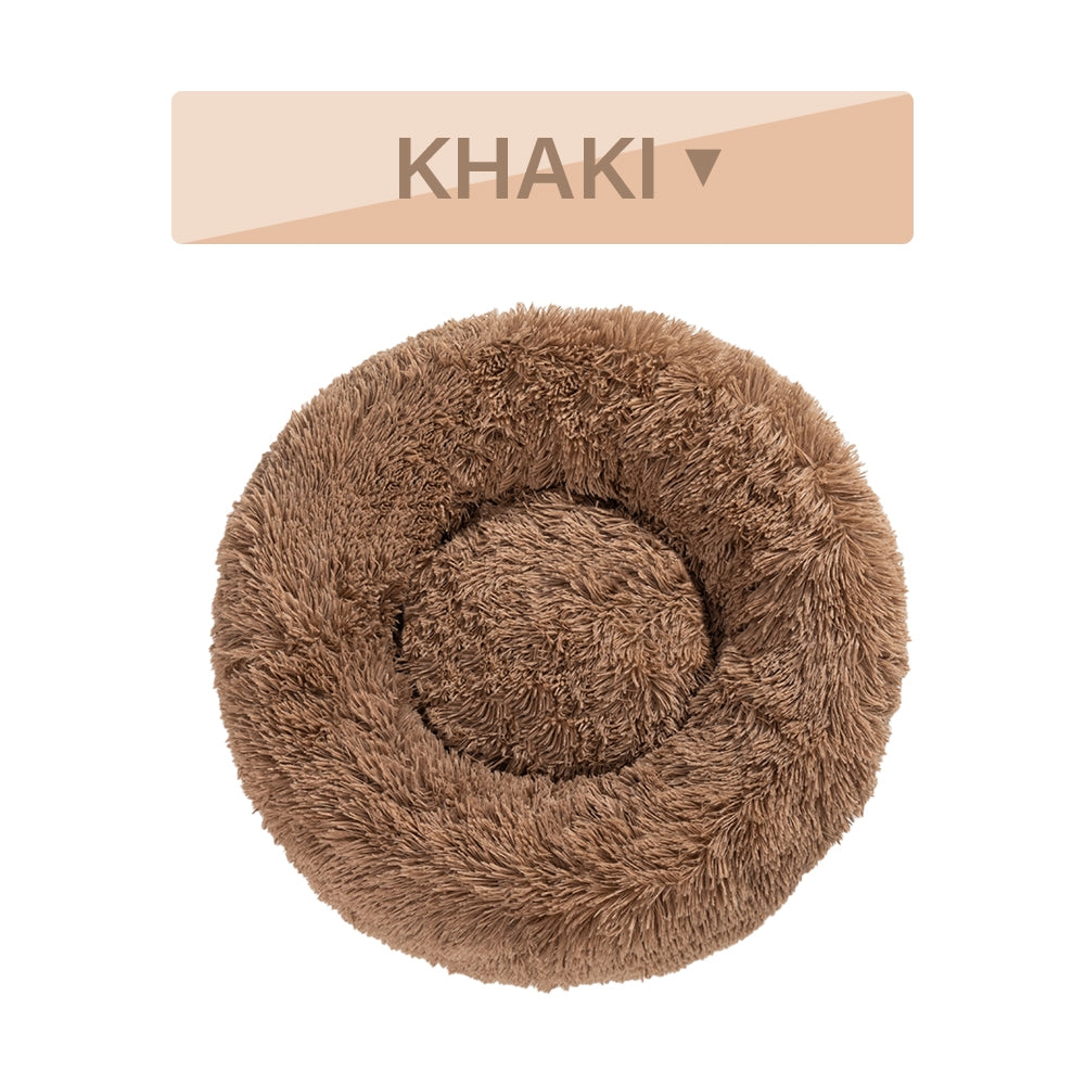 Fluffy Donut Dog Bed Warm Soft Long Plush Pet Cushion House Cat
