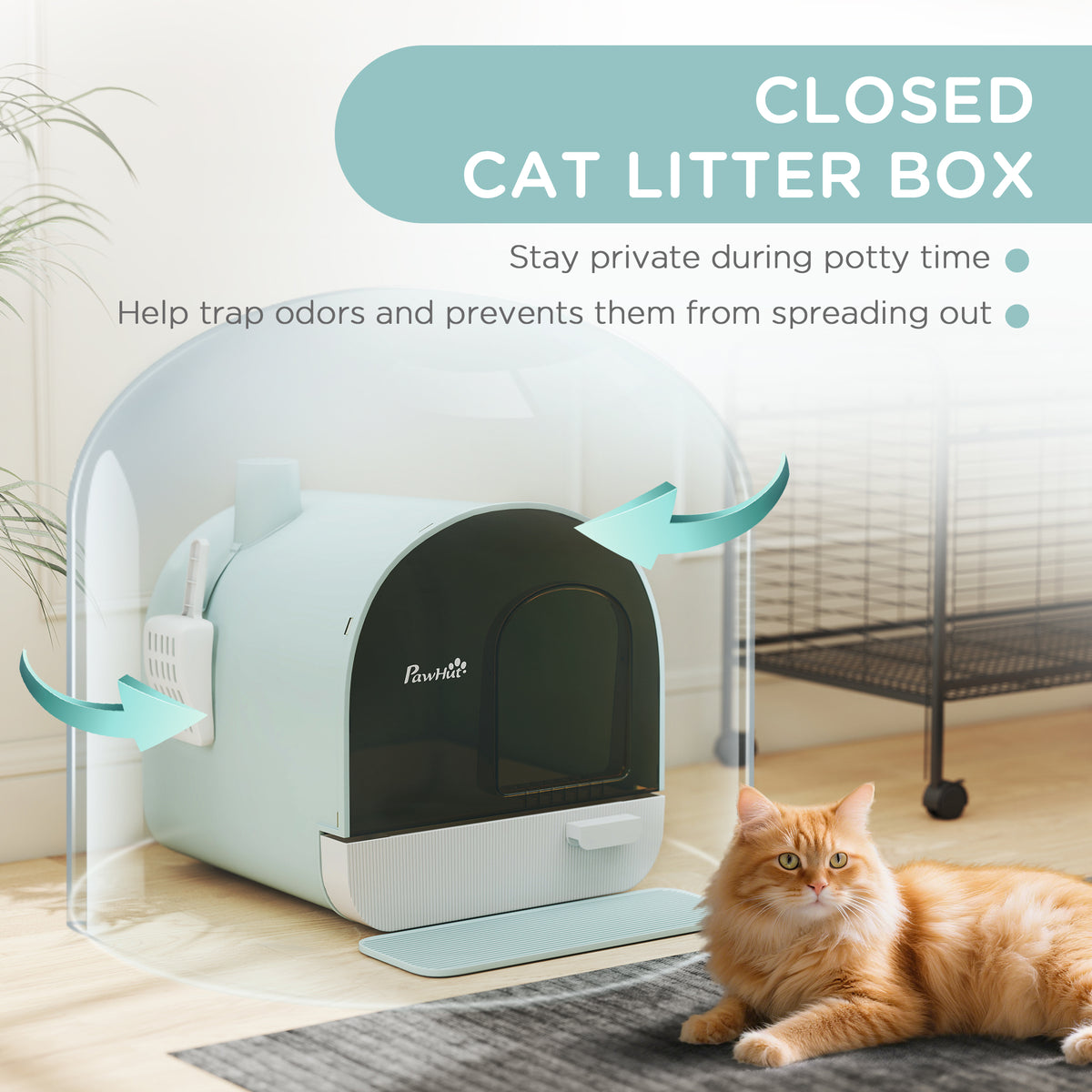 Fully Enclosed Cat Litter Box With Lid Drawer Design Covered