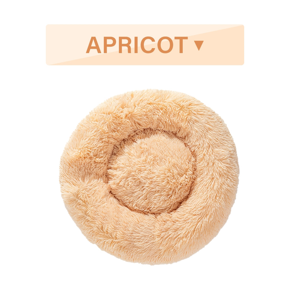 Fluffy Donut Dog Bed Warm Soft Long Plush Pet Cushion House Cat