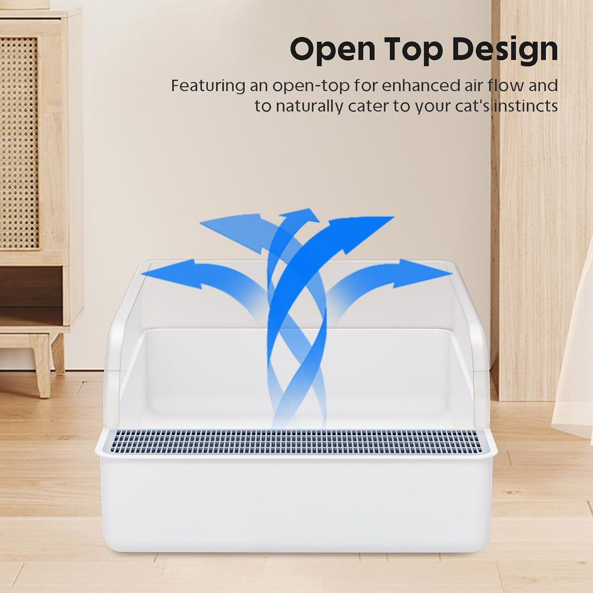 Open Cat Litter Box With High Side Anti-splashing Toilet