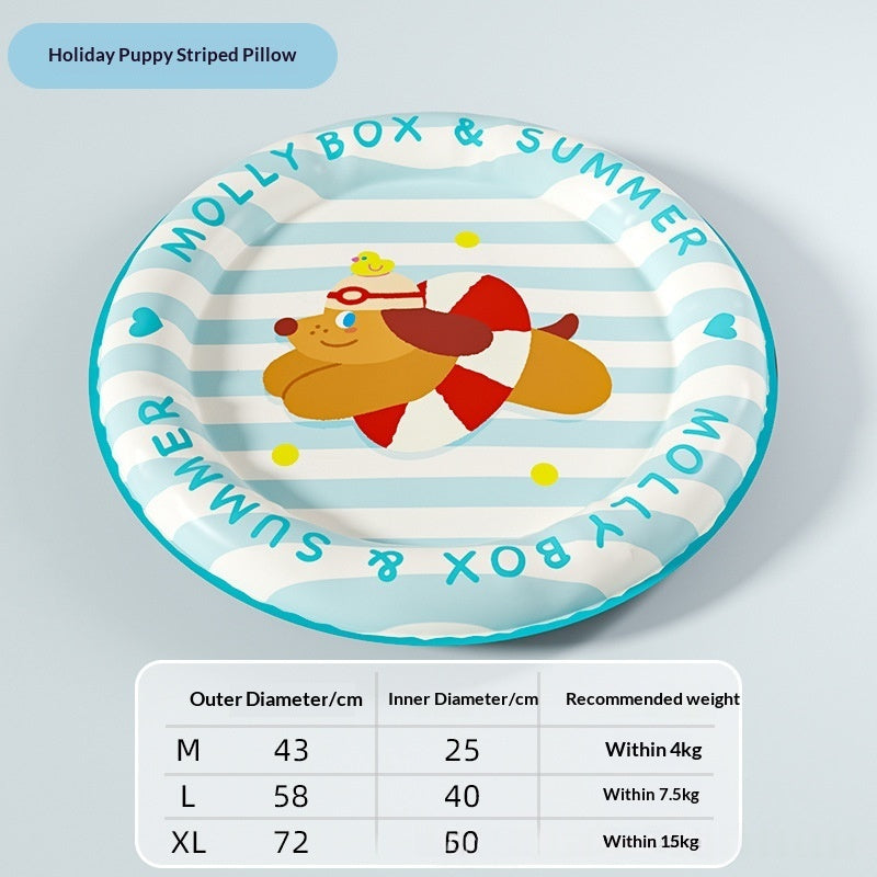 Summer Pet Cooling Round Mat Bed With Raised Edges For Neck Spine