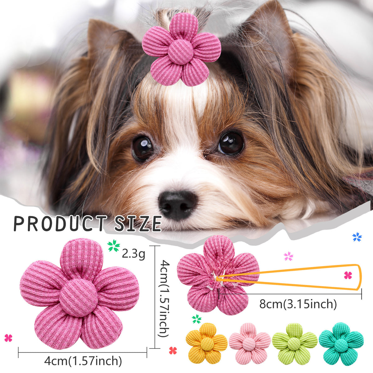 Pet Headdress Flower Spring Solid Color Dog Cat Accessories