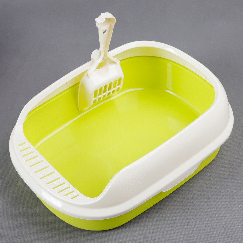 Pet Cat Litter Box With Shovel High-side Polyester