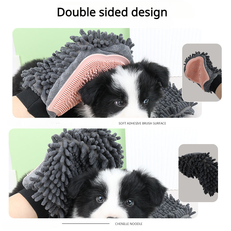 Pet Bathing Brush 2-in-1 Grooming Glove Elegant Dog Tool For