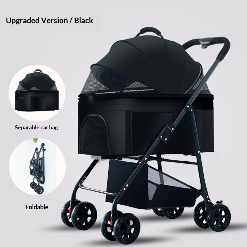 Pet Stroller For Dogs And Cats Portable Detachable Cage With