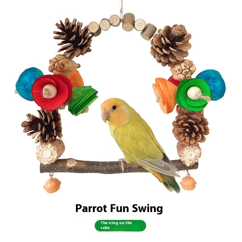 Parrot Swing Pine Nut Grinding Mouth Claw Log Bird Stand Rod Color
