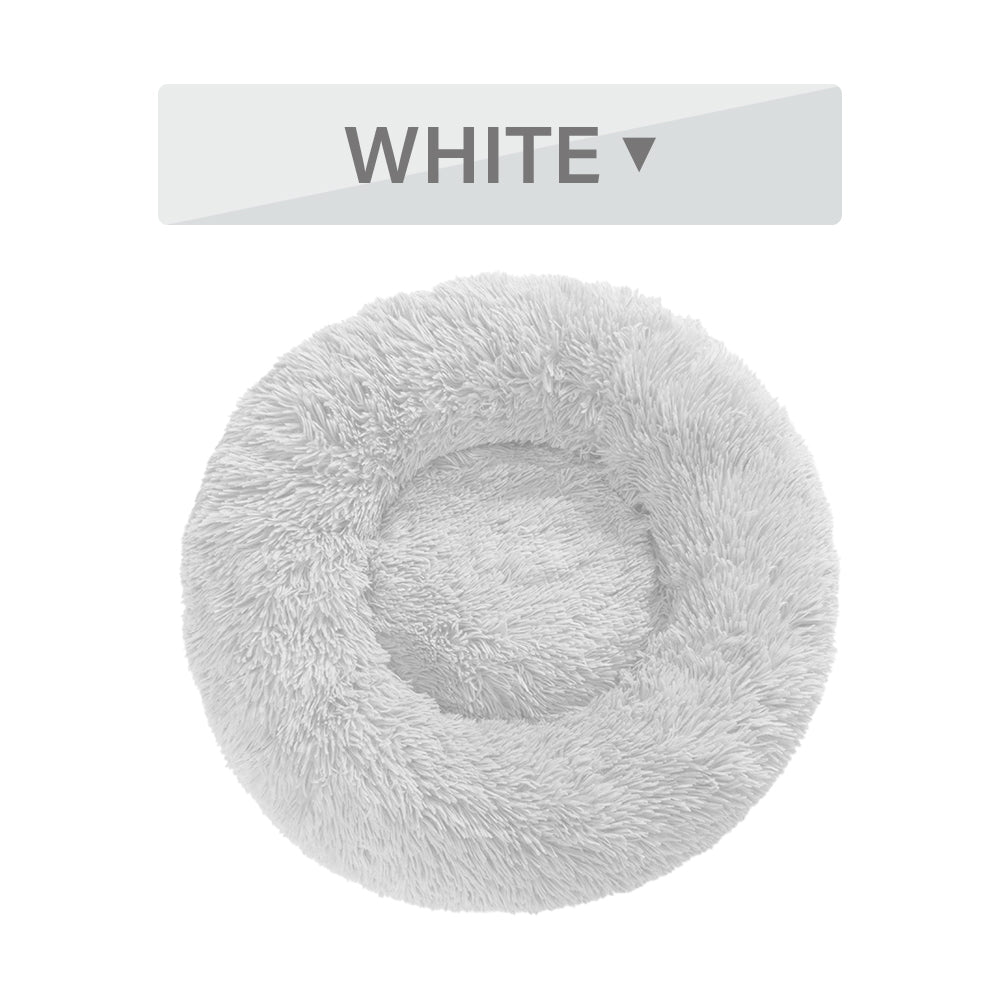 Fluffy Donut Dog Bed Warm Soft Long Plush Pet Cushion House Cat