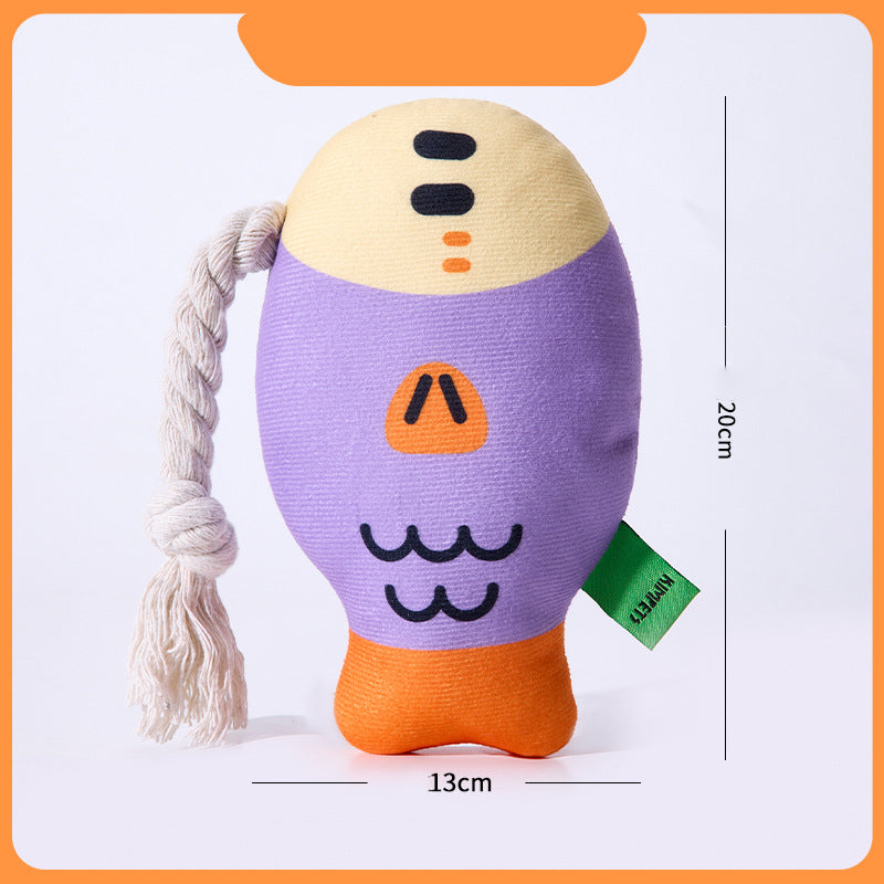 Plush Chew Toys For Inside Dog Squeaky Puffhead Fish Sound