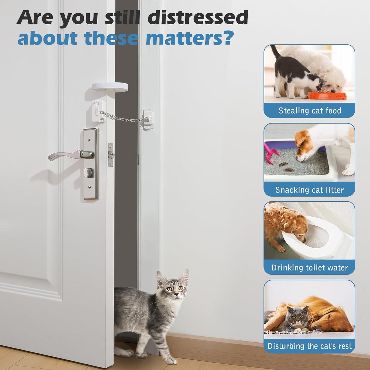 Cat Door Latch And Stopper Adjustable Strap Soft Foam Pinch Guard