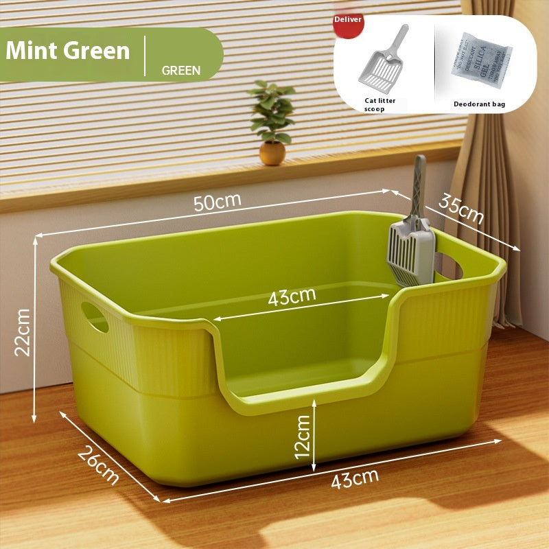 Oversized Splash-proof Cat Litter Box Open Semi-closed Toilet