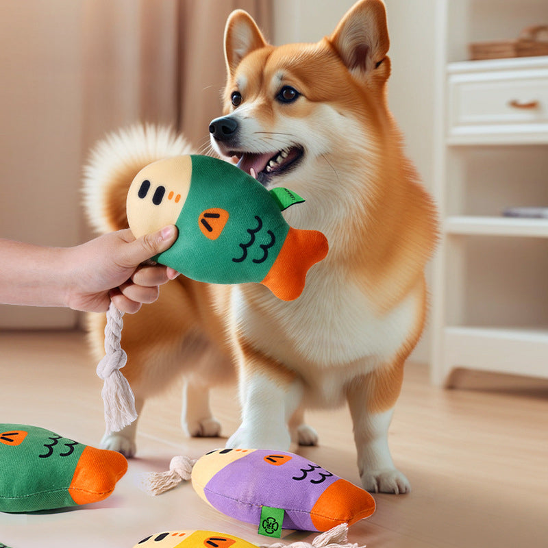 Plush Chew Toys For Inside Dog Squeaky Puffhead Fish Sound