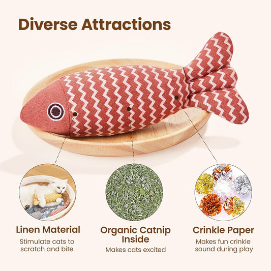 3 Pcs Catnip Toys Fish Cat Self Play For Indoor Cats And Kitten Toy