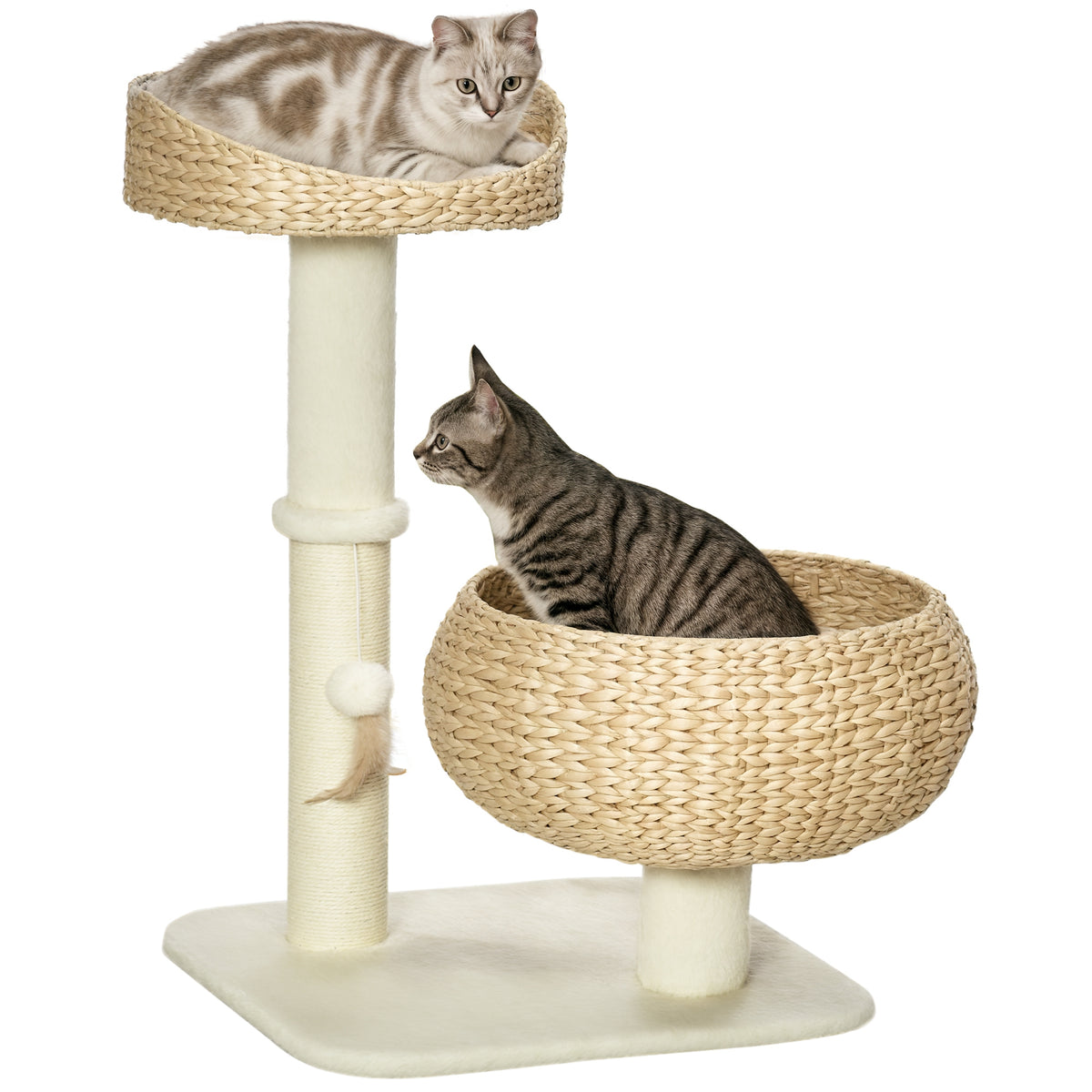 72cm Cat Tree Kitten Tower With Sisal Scratching Post Two Beds Toy