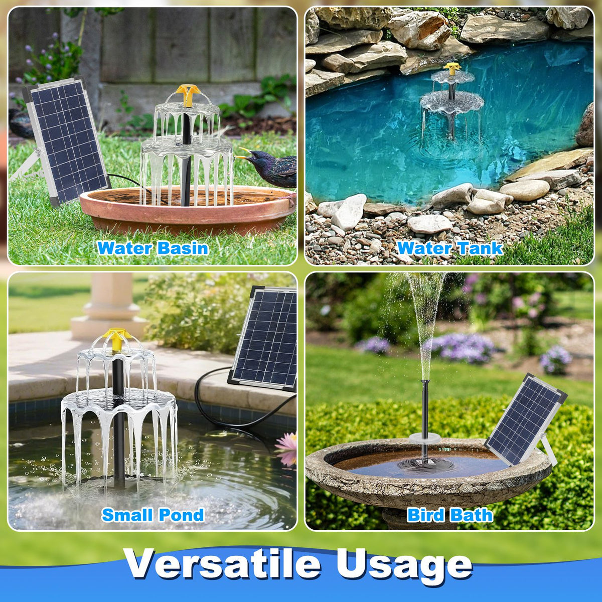 1pc 3tier Solar Bird Bath Fountain Powered Water Waterfall Feature