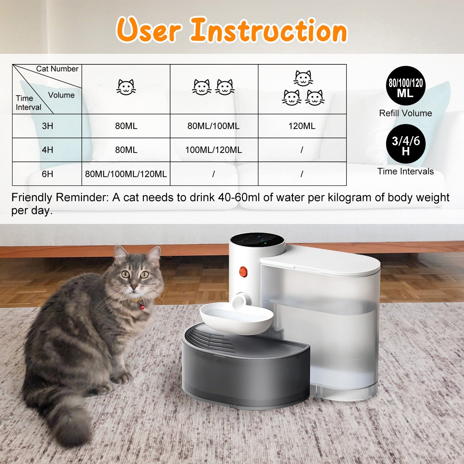 1pc Smart Pet Water Fountain Automatic Cat Dispenser 3l Cordless