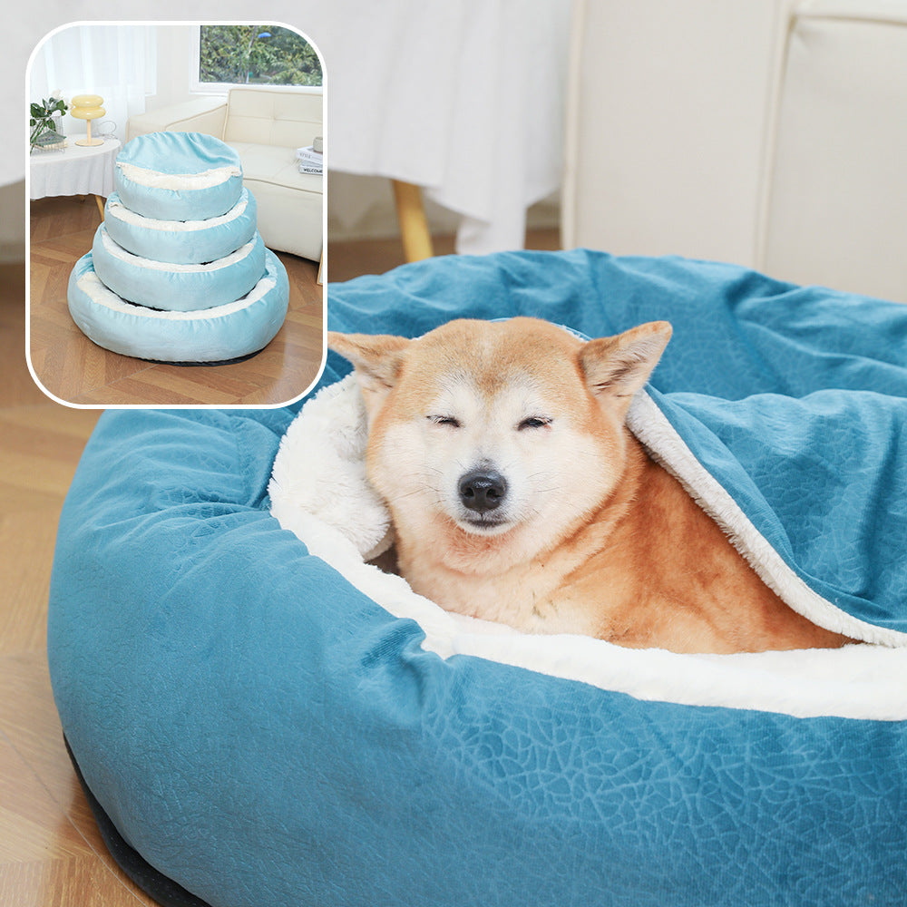 Orthopedic Dog Bed With Hooded Blanket Winter Warm Waterproof Dirt