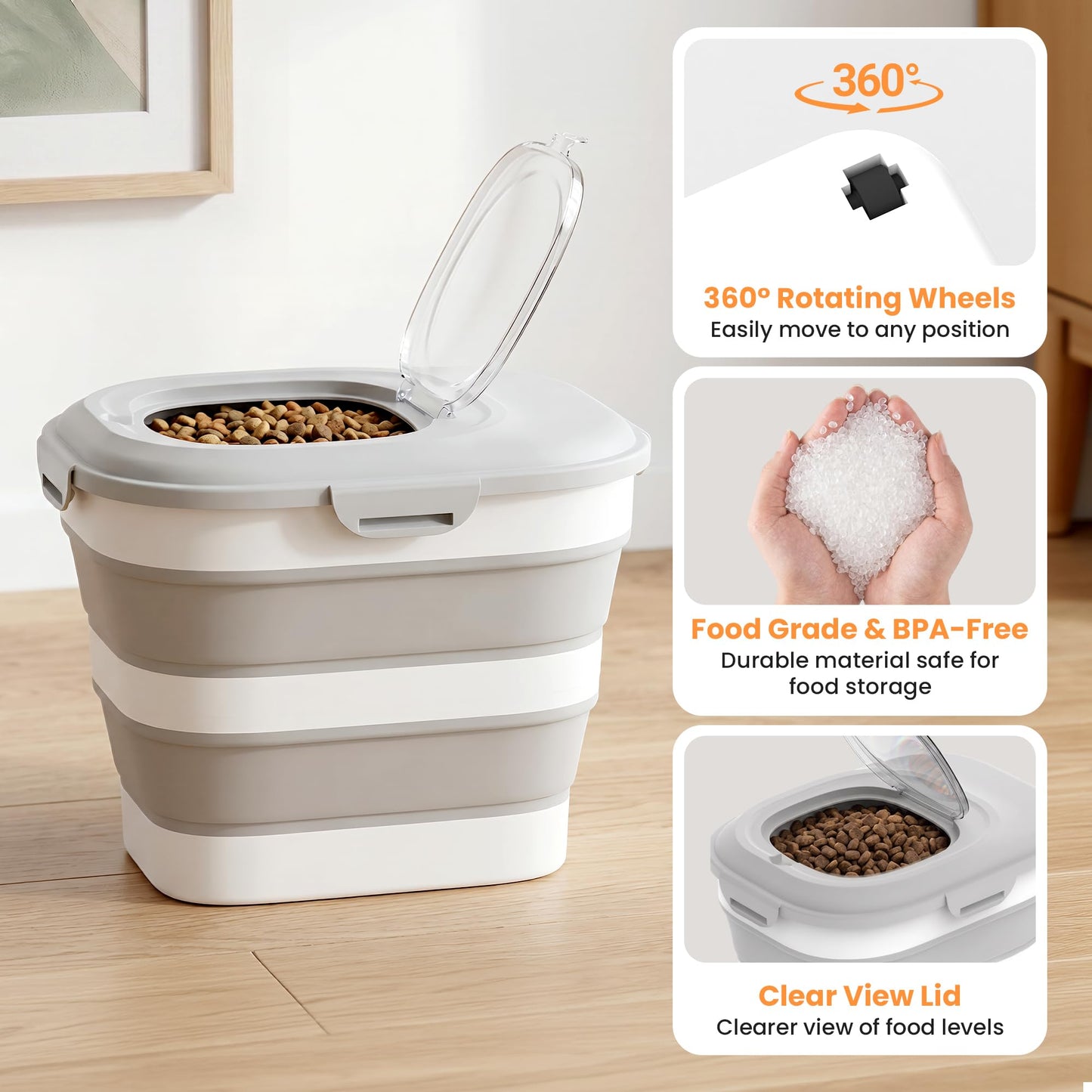 Dog Food Storage Container With Wheels Collapsible Pet With Clear
