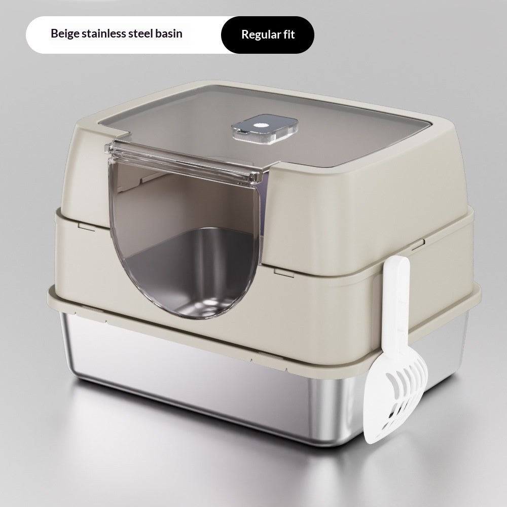 Odor-proof Fully Or Partially Enclosed Cat Litter Box With Splash