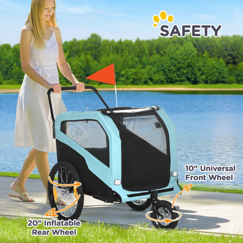 2-in-1 Dog Bike Trailer Pet Stroller Carrier For Large Dogs With