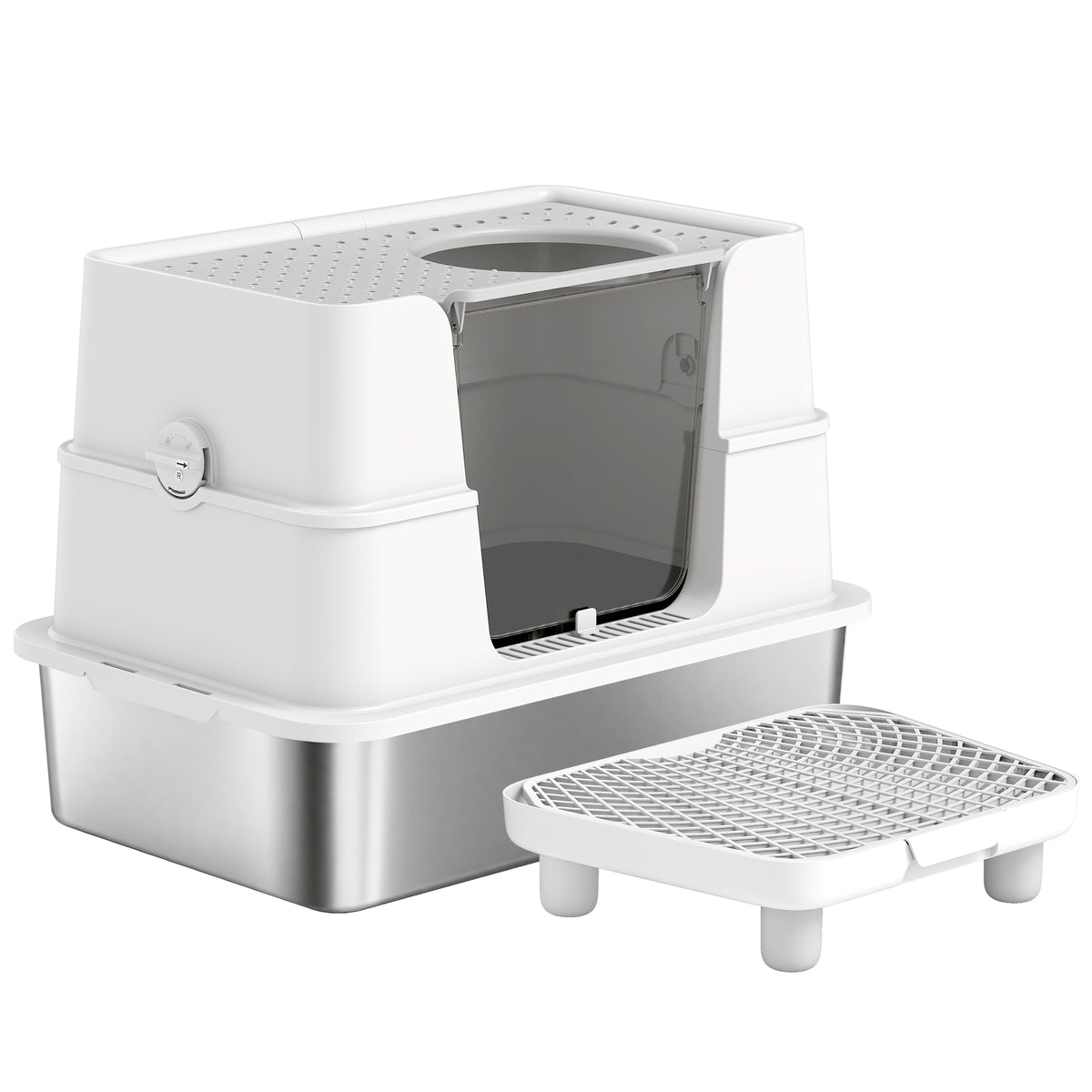 Cat Litter Box Top And Side Entry Enclosed With Flip