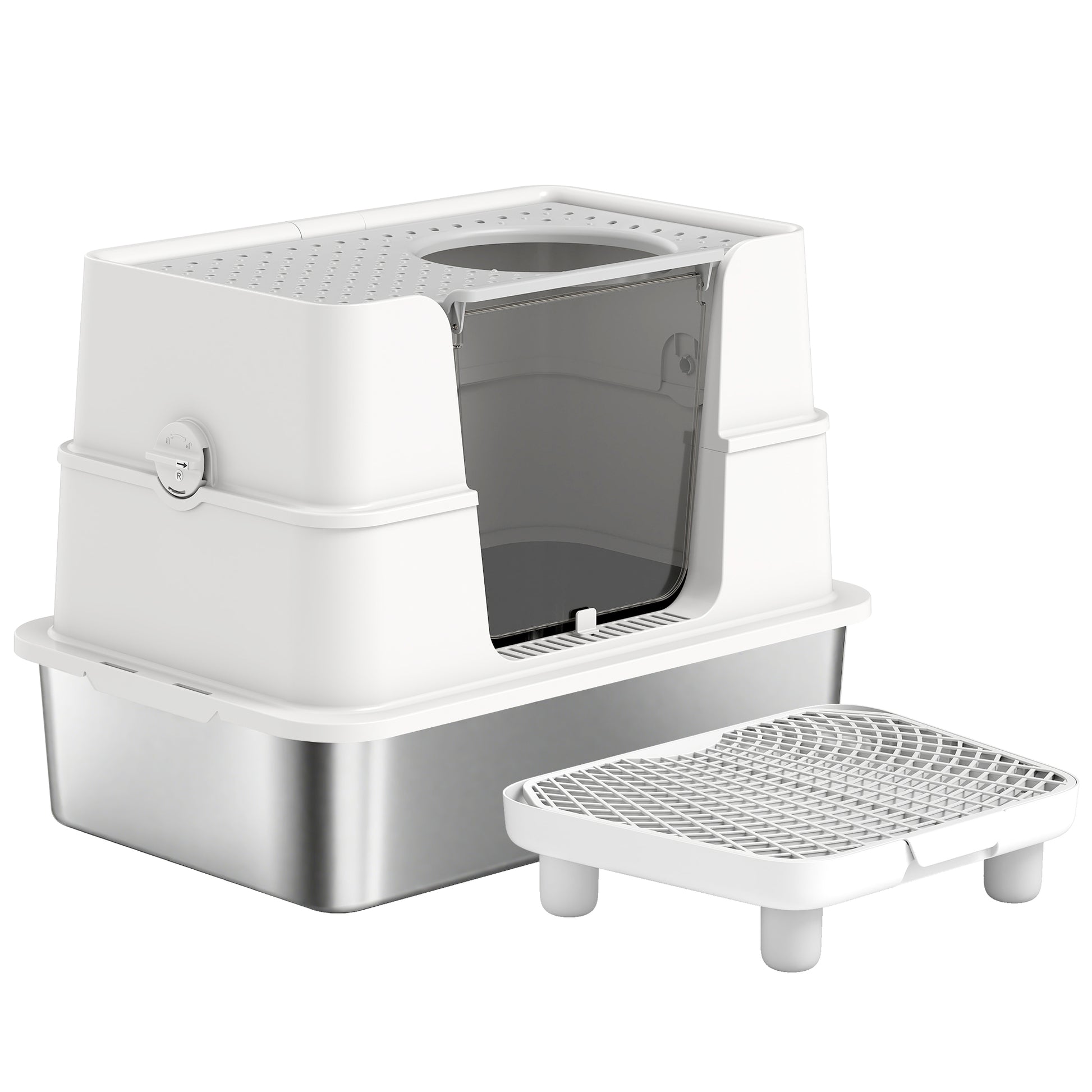 Cat Litter Box Top And Side Entry Enclosed With Flip