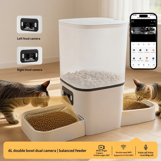 Pet Feeder For Cats 6l Automatic Feed Dispenser With Camera