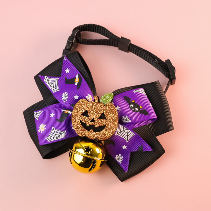Halloween Pumpkin Bow Pet Collar