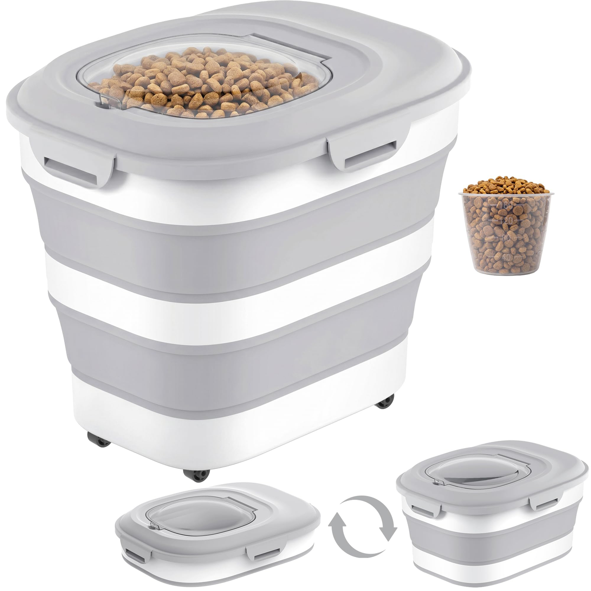 Dog Food Storage Container With Wheels Collapsible Pet With Clear