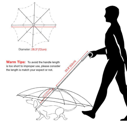 Dog's Transparent Umbrella With Traction Chain Removable Pet