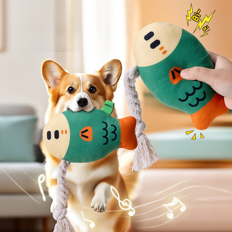 Plush Chew Toys For Inside Dog Squeaky Puffhead Fish Sound