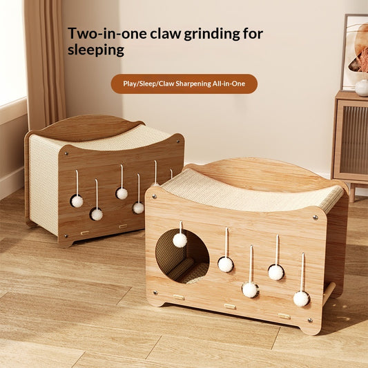 Cat Scratching Post Bed With No Shedding Double-layer Cooling Mat