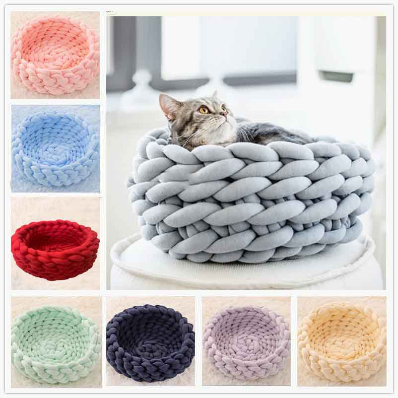 Cat House Cushion Soft Long Plush Warm Pet Mat Cute Kennel Sleeping
