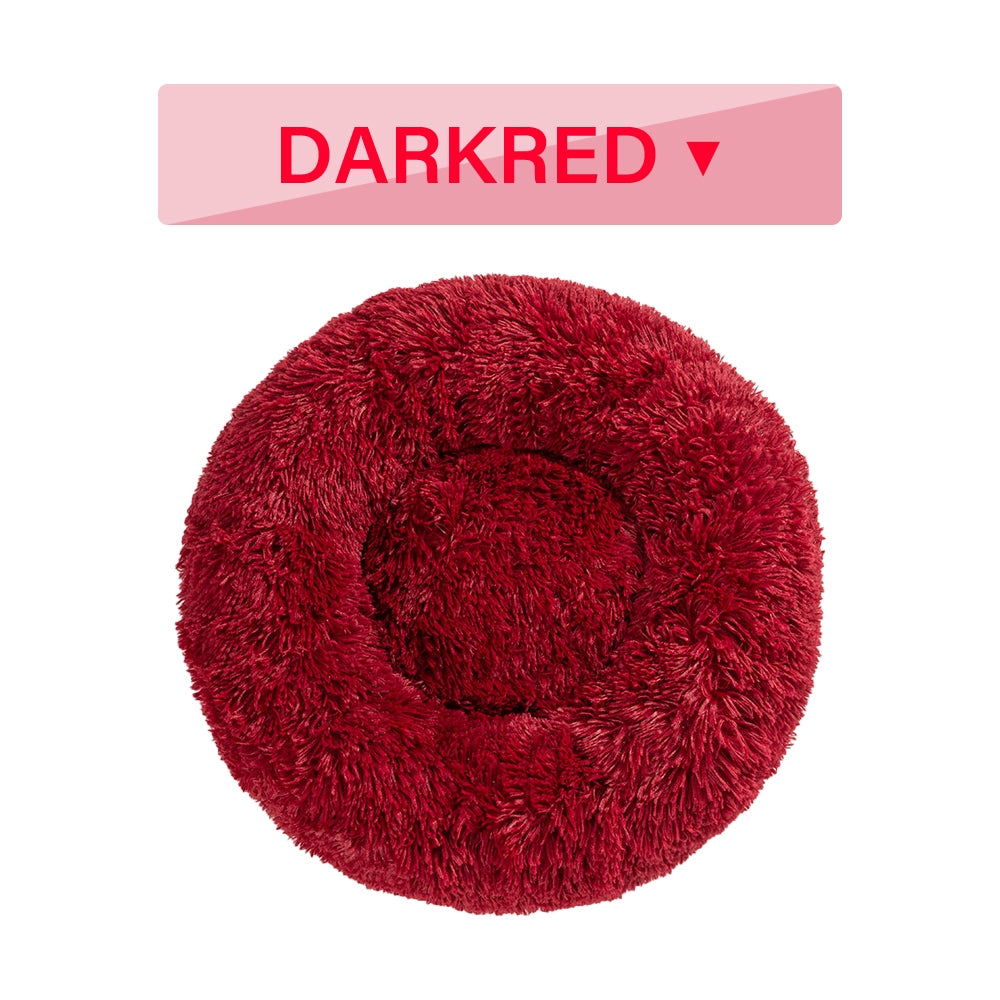 Fluffy Donut Dog Bed Warm Soft Long Plush Pet Cushion House Cat